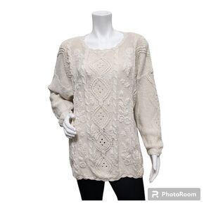 Vintage Exclusive Imports Cleam Boho Coastal Cowgirl Sweater Size 44